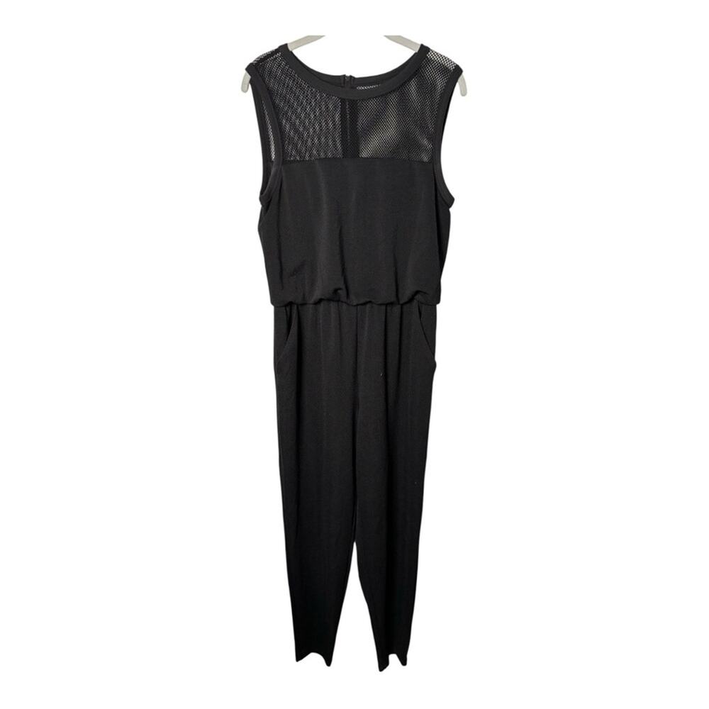 Maggy London Black Sleeveless Jumpsuit w/ Mesh Top & Back Exposed Zipper S